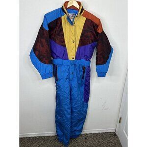 Vintage Ispo Woman L 80s Snowsuit Ski Wear Snowboard Colorful Mint Condition